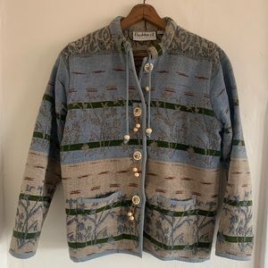 Unique Vintage Woven Button Up Jacket
